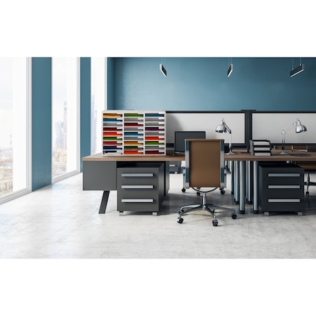 Adiroffice Adjustable Wooden Mail Sorter with 27 Compartments and Removable  Shelves.  In White ADI201-01-WHI-MK